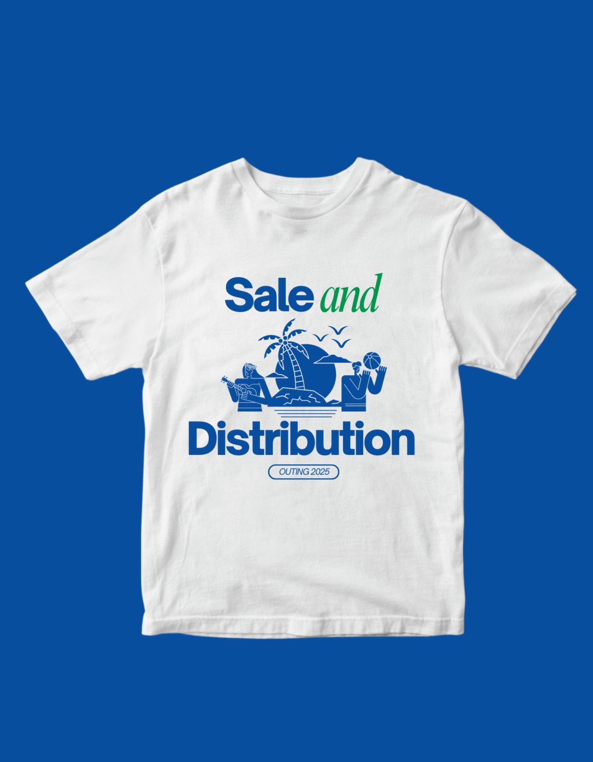 blue and green simple outing t shirt